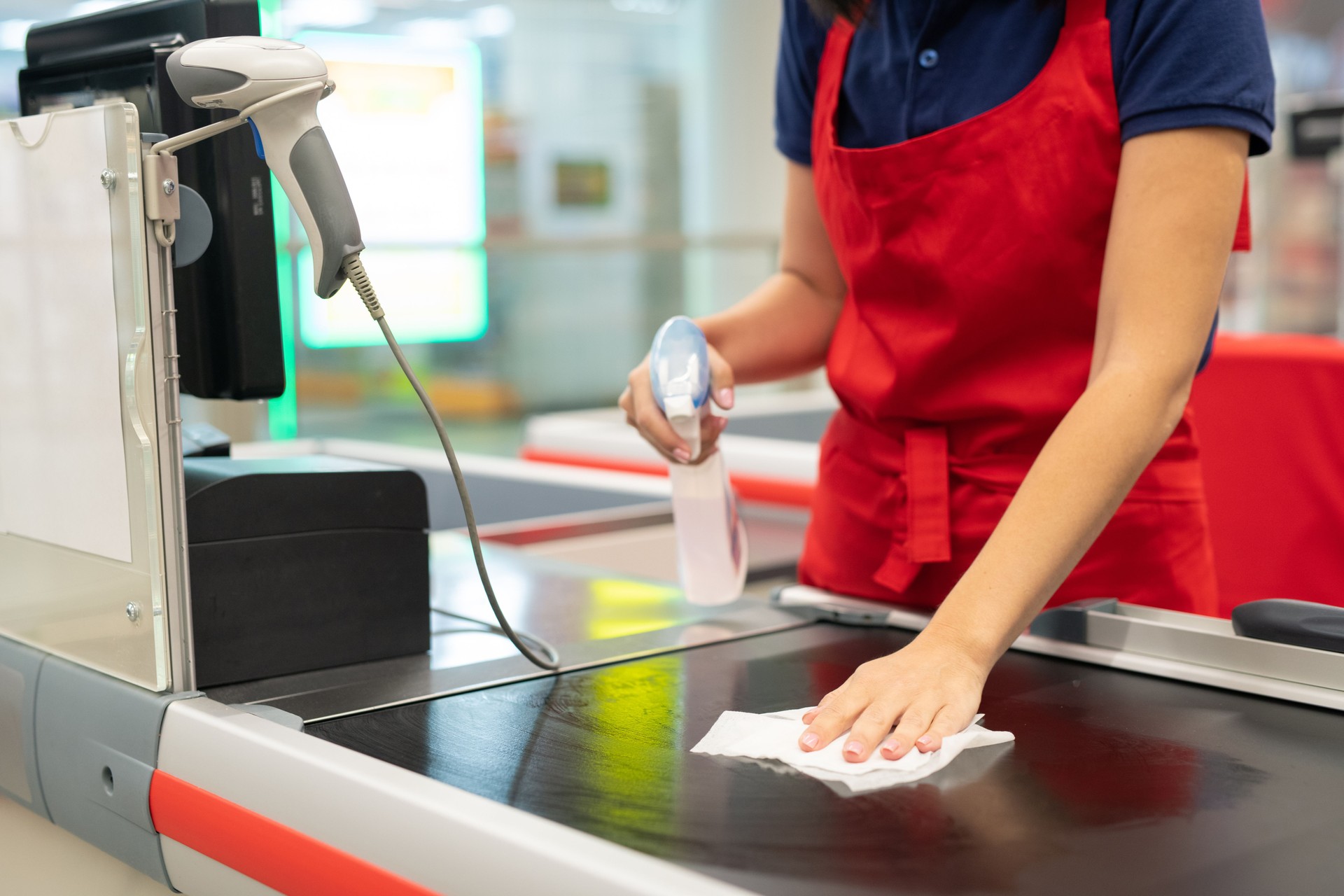 Cashier Cleansing Checkout Surface